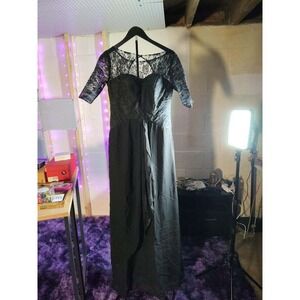 Black Lace Illusion Back Corset Evening‎ Gown Formal